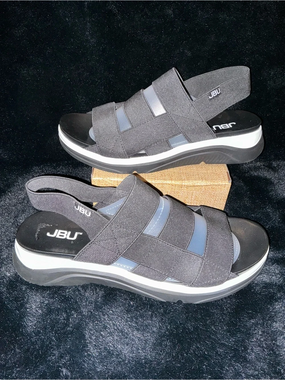 JBU by Jambu Ava Black Elastic Platform Slingback Sandal Size 9